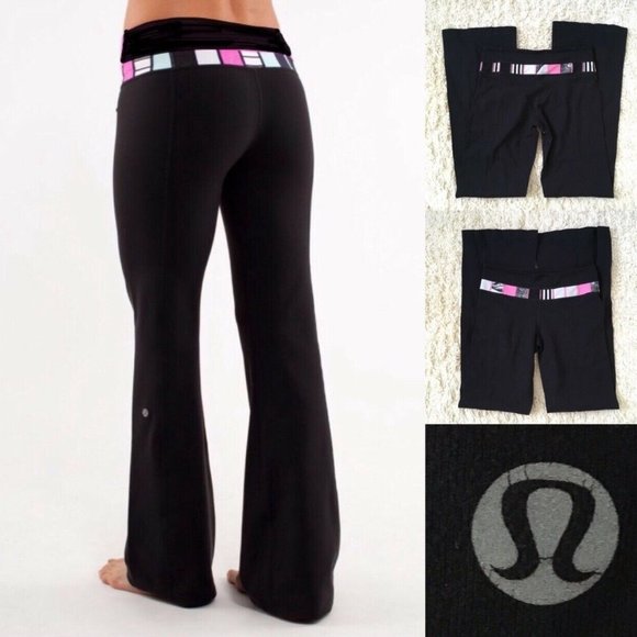 Lululemon Groove Black Quilt Pink Reversible Pants